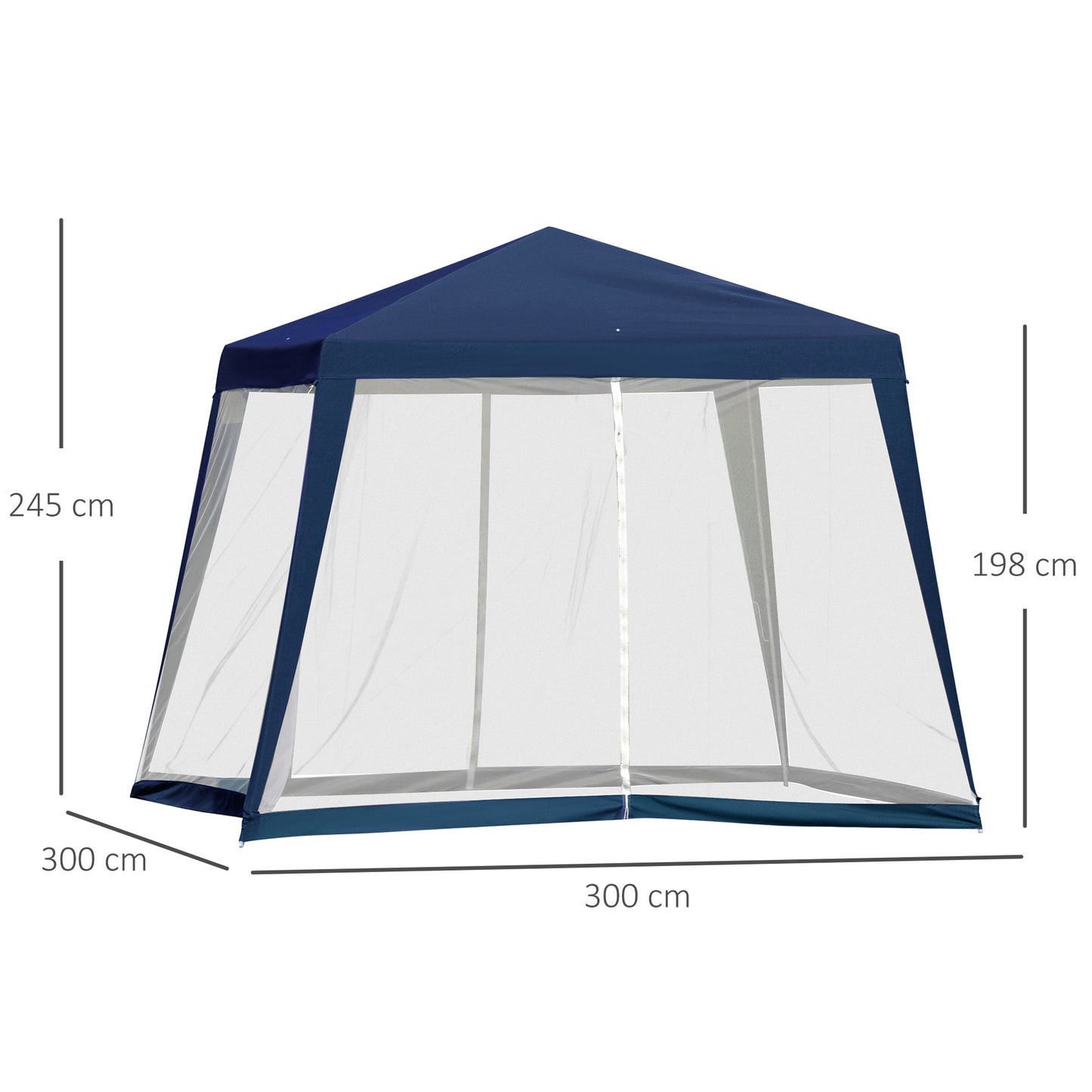 Nancy's Cedar Rapids Garden Pavilion - Party Tent - With Mosquito Net - Polyester - Blue - 300 x 300 cm