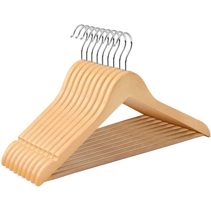 Nancy's Maple Wood Kledinghangers 10 stuks - Kleerhangers - Draaibaar - Zwart - 44,5 x 1,2 x 23 cm L x B x H