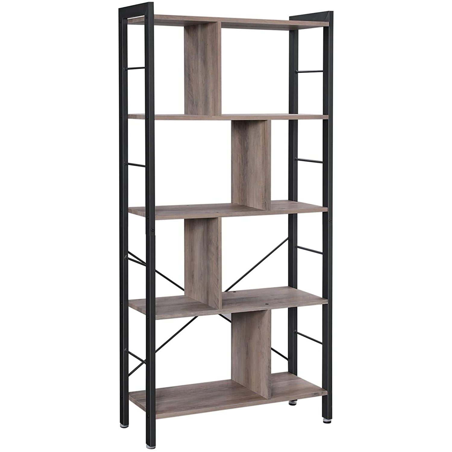 Nancy's Steve 2 Boekenkast - Wandkast - Opbergkast - Grijs / Zwart - ± 75 x 30 x 155 cm
