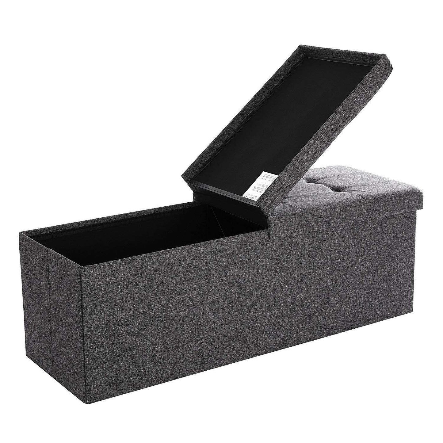 Nancy's Hocker Linen - Storage Bench - Footstools With Storage Space - Bench With Storage - Gray - 110 x 38 x 38 cm