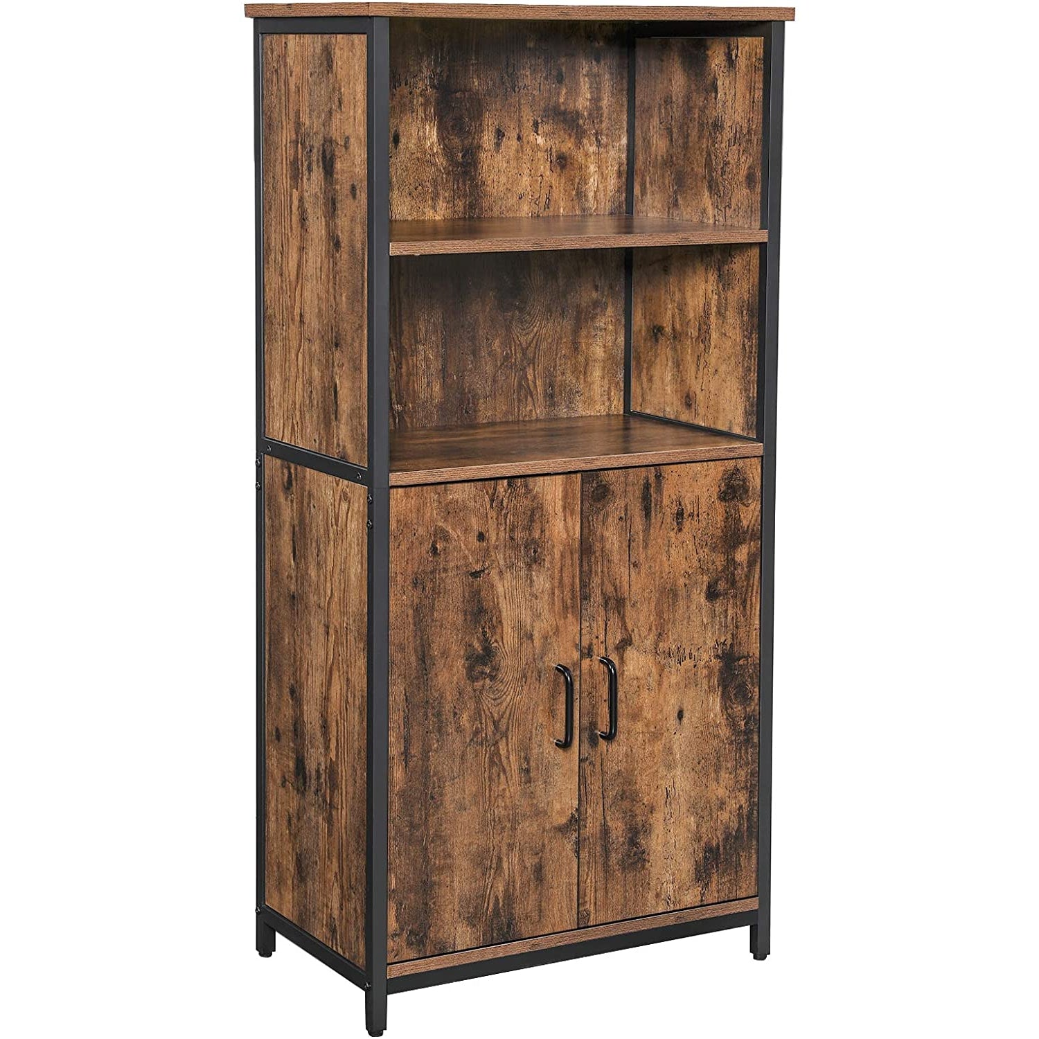 Nancy's Hutchinson Bookcase - Vintage Wooden Cabinet - Industrial Cabinets - 2 Doors - 60 x 35 x 125 cm (L x W x H)