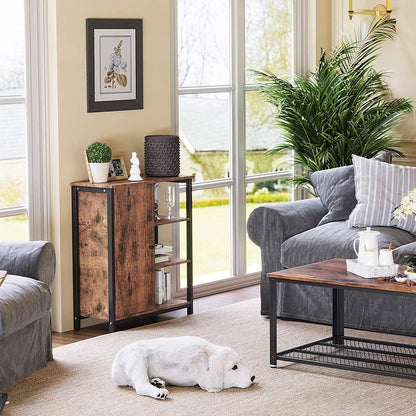 Nancy's Opbergkast - Dressoir - Kast met 3 Planken - Industrieel - Hout - Bruin - 70 x 30 x 80 cm