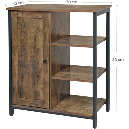 Nancy's Opbergkast - Dressoir - Kast met 3 Planken - Industrieel - Hout - Bruin - 70 x 30 x 80 cm