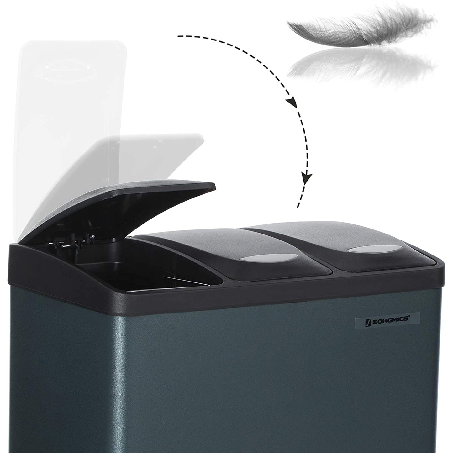 Poubelle Nancy's 24L - Poubelle Tri des Déchets - Poubelle à Pédale Acier Inoxydable - Poubelle 3 en 1 - Gris Fumée