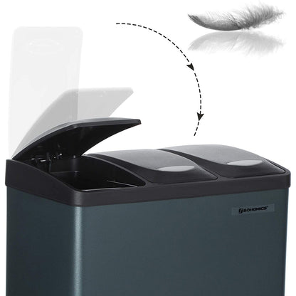 Poubelle Nancy's 24L - Poubelle Tri des Déchets - Poubelle à Pédale Acier Inoxydable - Poubelle 3 en 1 - Gris Fumée
