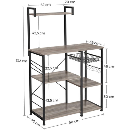 Nancy's Huntsville Keukenkast - Keukenkasten - Industrieel - Bruin/Zwart - 90 x 40 x 132 cm (L x B x H)