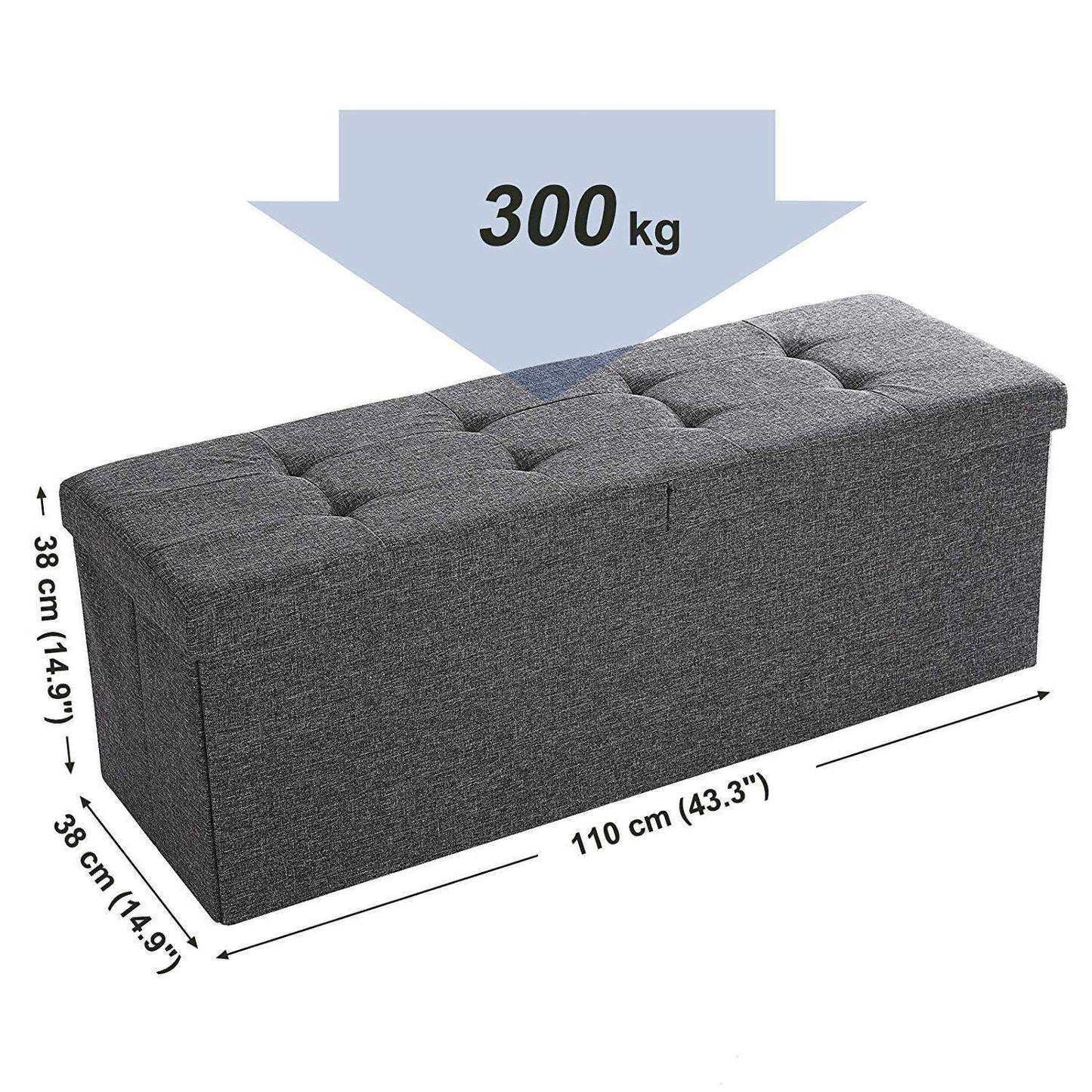 Nancy's Hocker Linen - Storage Bench - Footstools With Storage Space - Bench With Storage - Gray - 110 x 38 x 38 cm