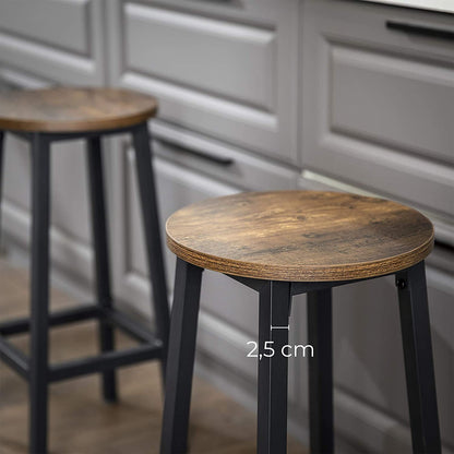 Nancy's Bar Stools 2 Pieces - Bar Chairs with Footrest - Bar Stool Industrial - Industrial - Stable - 32 x 65 cm (Ø x H)