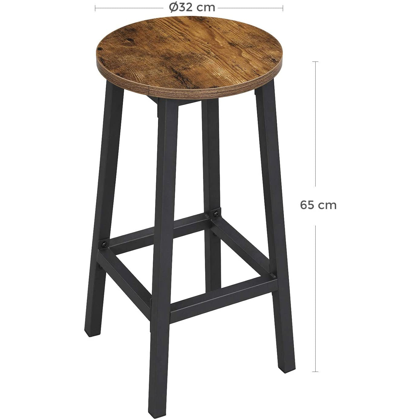 Nancy's Bar Stools 2 Pieces - Bar Chairs with Footrest - Bar Stool Industrial - Industrial - Stable - 32 x 65 cm (Ø x H)