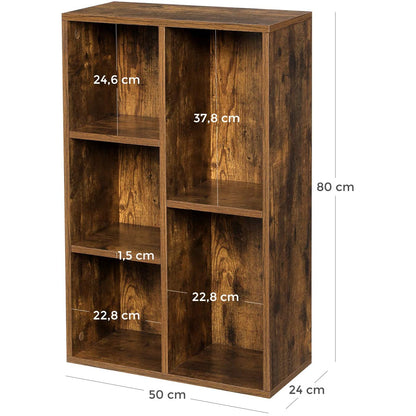 Nancy's Gardinski Bookcase - Storage Cabinet with 5 Compartments - Cabinets - Wood - Brown - 50 x 24 x 80 cm