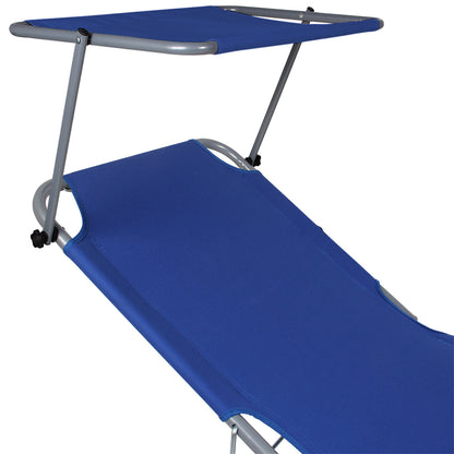 Nancy's Adel Ligstoel - Ligbed - Loungestoel - Tuinstoel - Relaxtoel - Opvouwbaar - Met Zonnekap - 195 x 60 x 30 cm