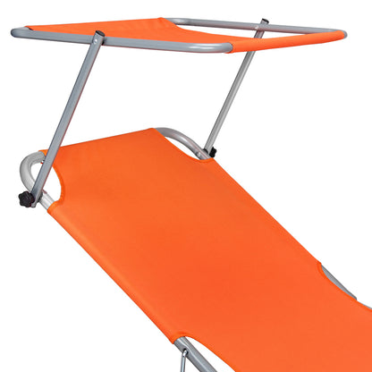 Nancy's Adel Ligstoel - Ligbed - Loungestoel - Tuinstoel - Relaxtoel - Opvouwbaar - Met Zonnekap - 195 x 60 x 30 cm