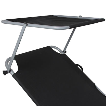 Nancy's Adel Ligstoel - Ligbed - Loungestoel - Tuinstoel - Relaxtoel - Opvouwbaar - Met Zonnekap - 195 x 60 x 30 cm