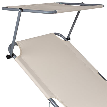 Nancy's Adel Ligstoel - Ligbed - Loungestoel - Tuinstoel - Relaxtoel - Opvouwbaar - Met Zonnekap - 195 x 60 x 30 cm