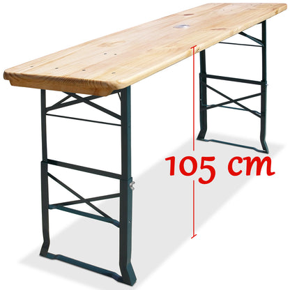 Nancy's Mount Ivy Biertenttafel - Bartafel - Tafel - Inklapbaar - 170 x 50 x 75-105cm