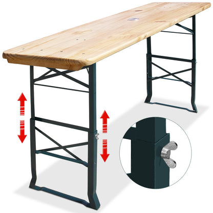 Nancy's Mount Ivy Biertenttafel - Bartafel - Tafel - Inklapbaar - 170 x 50 x 75-105cm