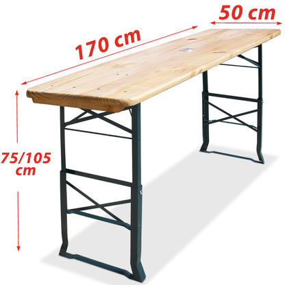 Nancy's Mount Ivy Biertenttafel - Bartafel - Tafel - Inklapbaar - 170 x 50 x 75-105cm