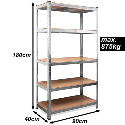 Nancy's Acton Opbergrek - Stellingkast - Met Legbord - Verzinkt metaal - Legplanken - Opslagruimte - Set Van 2 - 180 x 90 x 40 cm