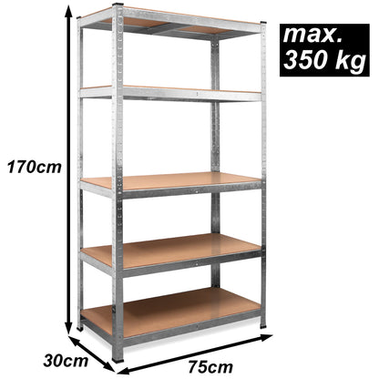 Nancy's Acton_V5 Opbergrek - Stellingkast - Met Legbord - Gegalvaniseerd Metaal - Legplanken - Opslagruimte - 170 x 75 x 30 cm