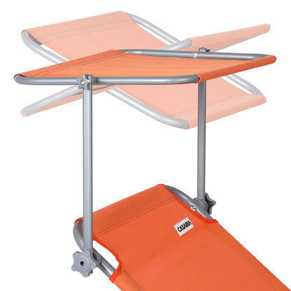 Nancy's Adel Ligstoel - Ligbed - Loungestoel - Tuinstoel - Relaxtoel - Opvouwbaar - Met Zonnekap - 195 x 60 x 30 cm