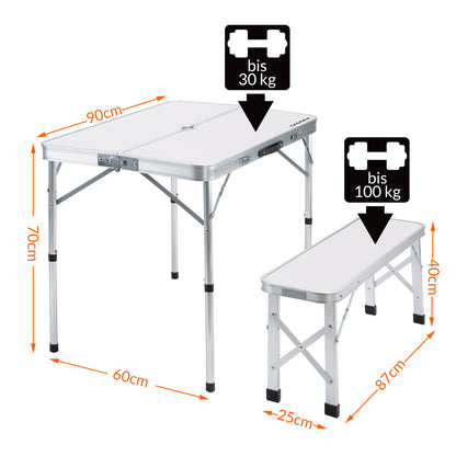 Nancy's Meridianville Campingzitgroep - Tuintafel - Eettafel - Tuinbanken - Opvouwbaar - Opklapbaar - Aluminium - MDF