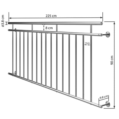 Nancy's Hardeeville Reling - Raambalustrade - RVS - 90 x 225 cm