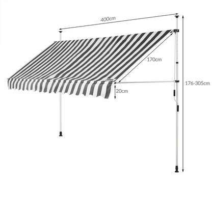 Nancy's Old Forge Luifel - Zonnekap - Staal/Polyester - Zonwering - Handslinger - 180 x 400 cm