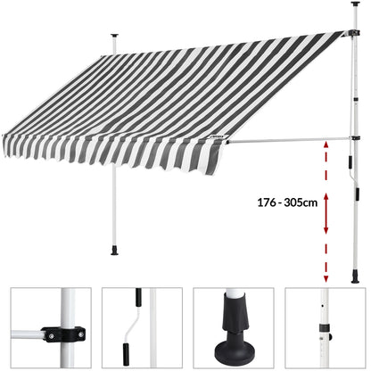 Nancy's Old Forge Luifel - Zonnekap - Staal/Polyester - Zonwering - Handslinger - 180 x 400 cm