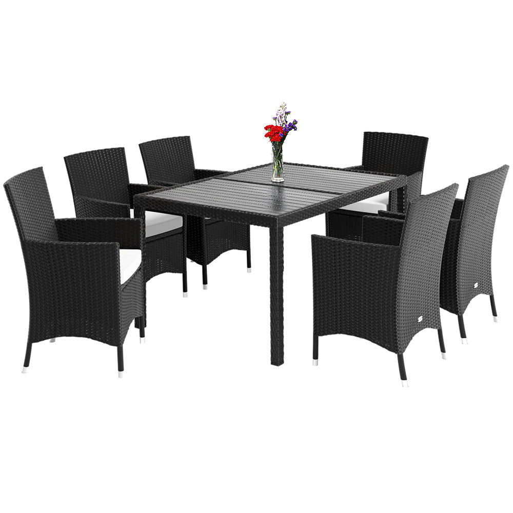 Nancy's Waupaca Zitset - Tuin - Terras - Zitgroep - Polyrotan - 13-delig - Zwart