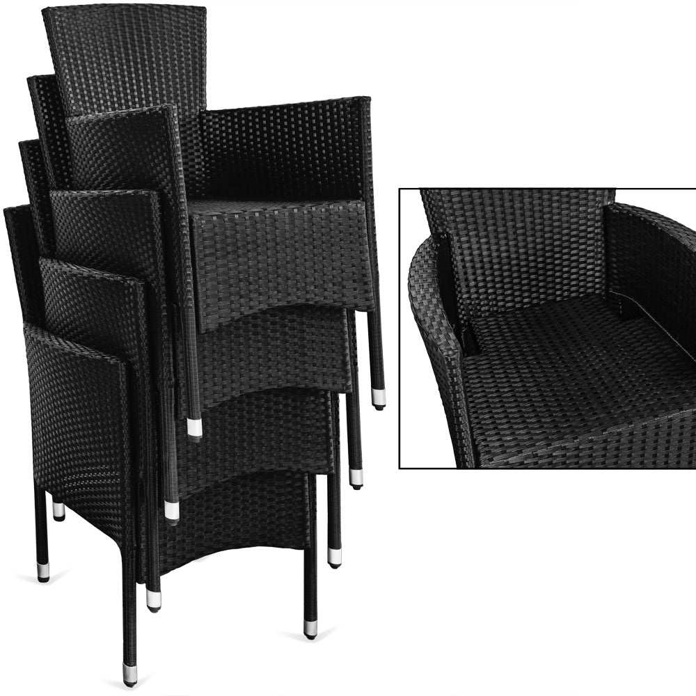 Nancy's Waupaca Zitset - Tuin - Terras - Zitgroep - Polyrotan - 13-delig - Zwart