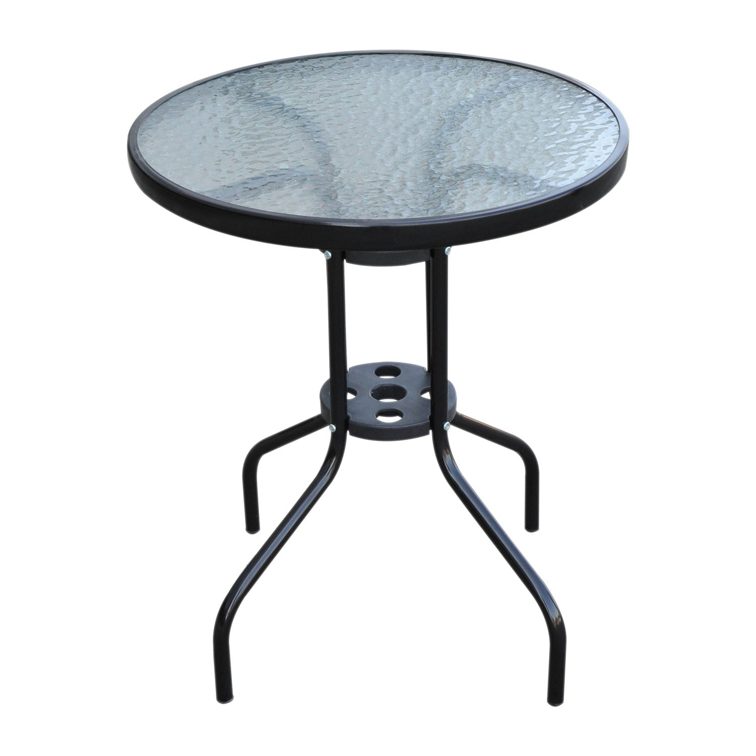 Table de jardin Nancy's Upland - Table en verre - Table de bistro - Table de balcon - Noir - Métal - Verre de sécurité - 60 x 70 cm