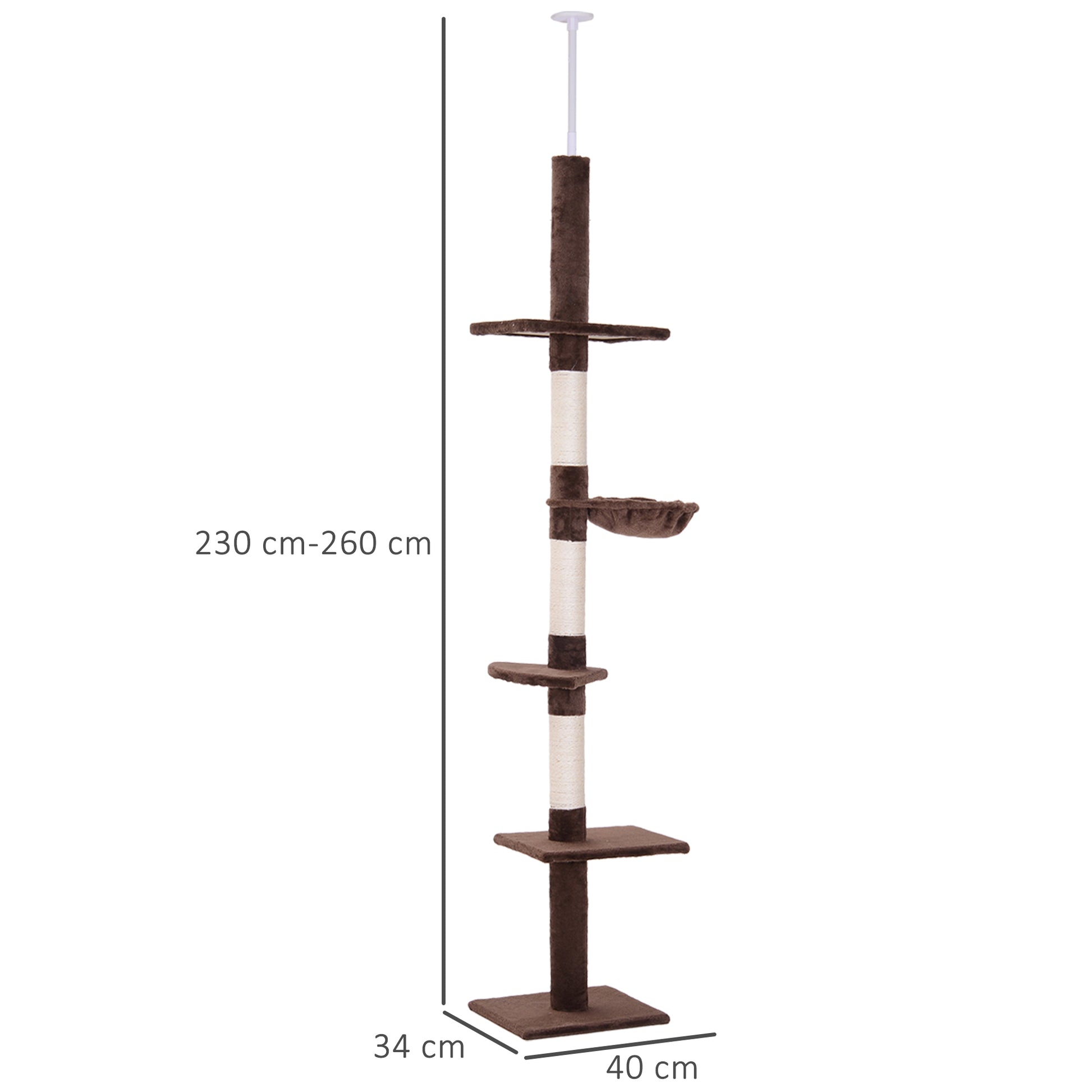 Nancy's Blackfoot Krabpaal - Hoogte Verstelbaar - Spaanplaat - Bruin - 40 x 34 x 230 cm