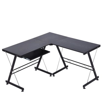 Nancy's Faribault Bureau - Hoekbureau - In Hoogte Verstelbaar - L-Vorm - 130 x 130 x 73 cm - Zwart - MDF - Staal