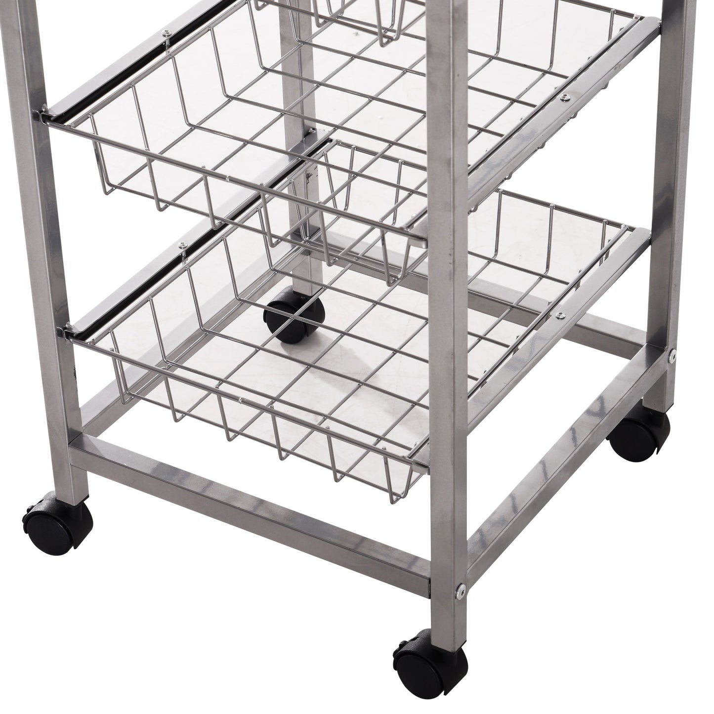 Nancy's Sandusky Keukentrolley - Keukenwagen - Serveerwagen - 4 -Laags - Draadmanden - 36.5 x 36.5 x 89 cm - Staal - MDF -