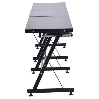 Nancy's Faribault Bureau - Hoekbureau - In Hoogte Verstelbaar - L-Vorm - 130 x 130 x 73 cm - Zwart - MDF - Staal
