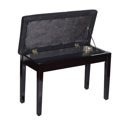 Nancy's Elkton Stool - Piano Bench - Piano Stool - Make-Up Stool - Storage Space - 76 x 36 x 50 cm - Faux Leather - Hardwood - Black