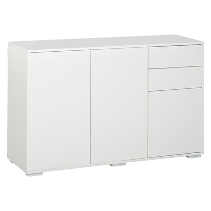 Nancy's Hazard Dressoir - Keukenkast - Opbergkast - 2 Lades - Openslaande Deuren - Push to Open - Wit - Antikantelbeveiliging - Bewerkt Hout