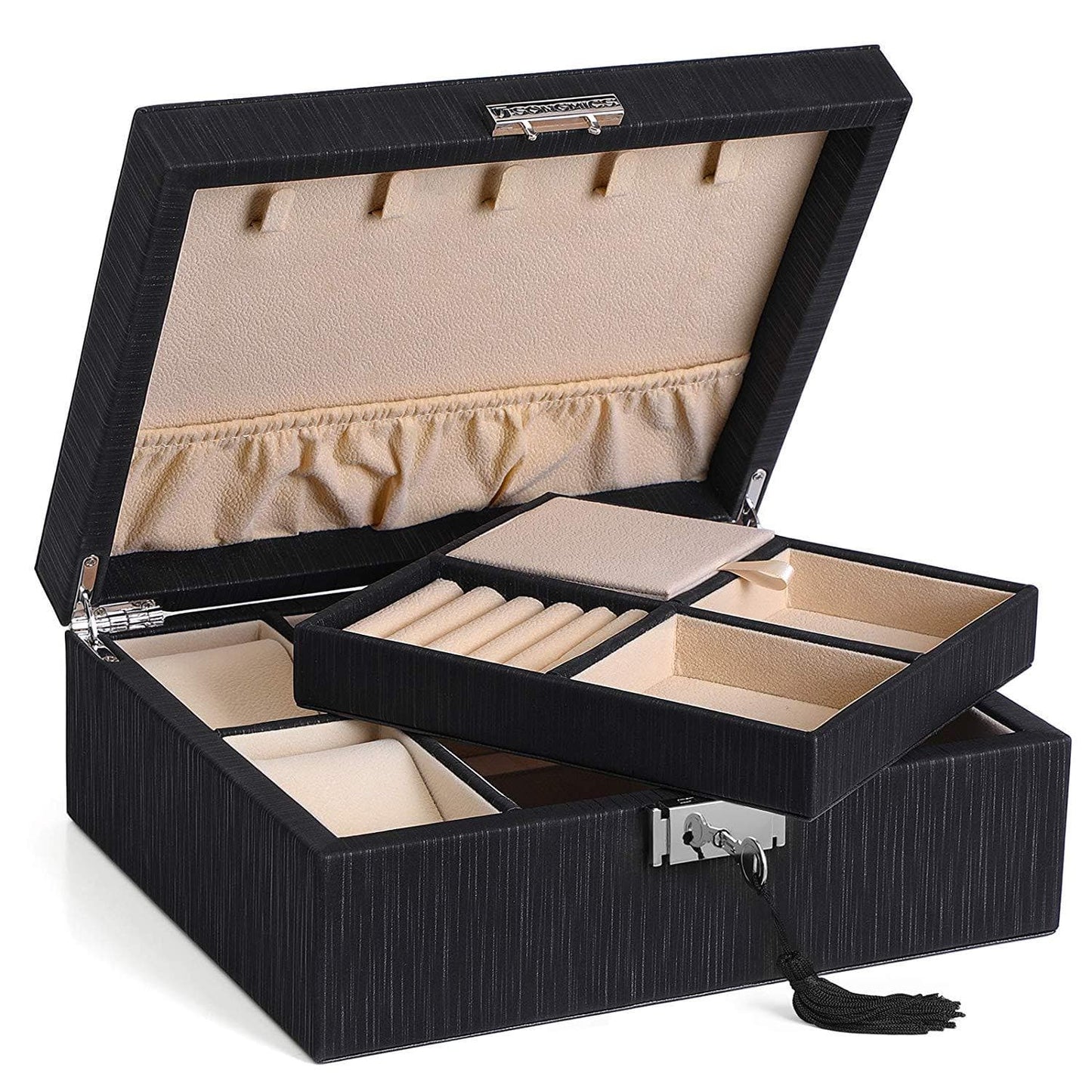 Nancy's Sieradendoos  - Sieraden Organizer - Sieradendozen - Sieradenhouder - Juwelenkistje - Zwart