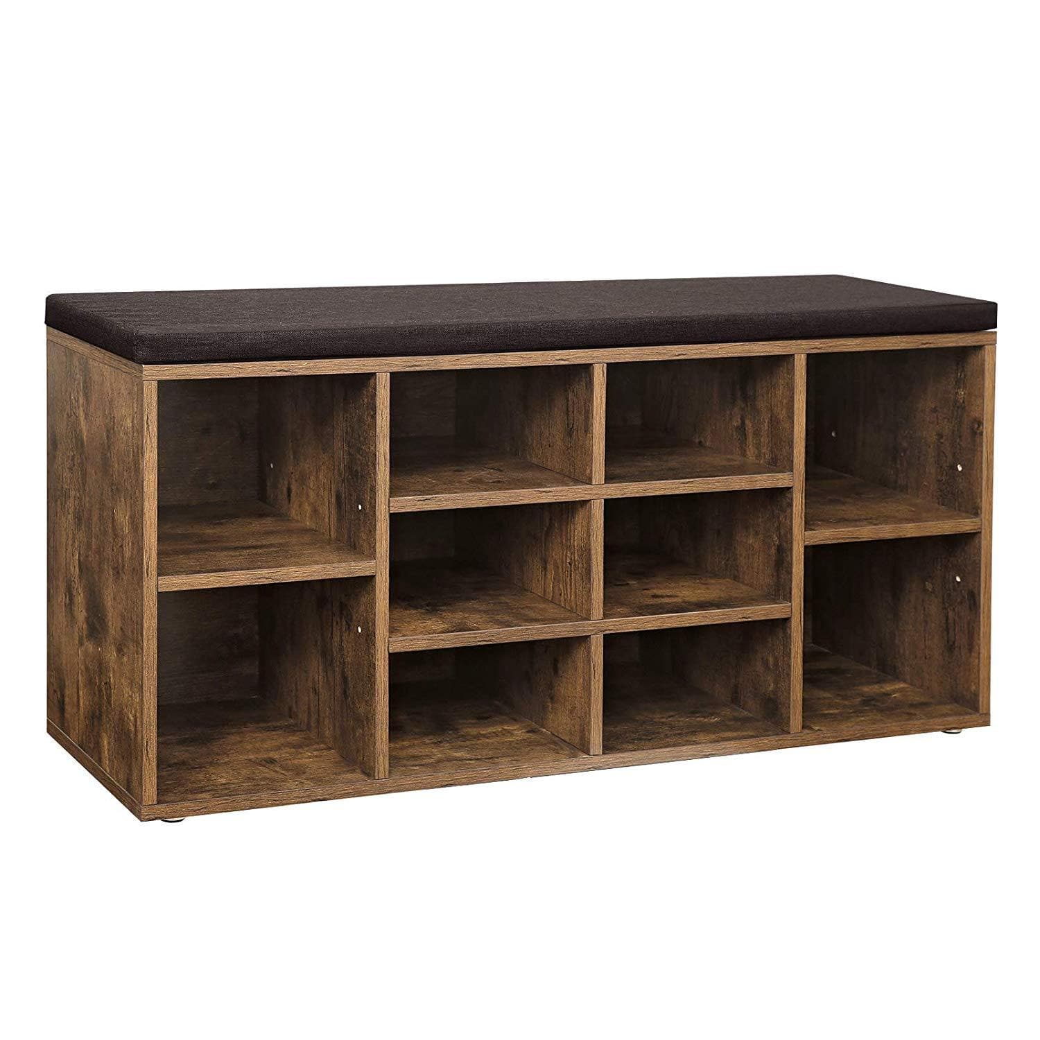 Nancy's Edison Schoenenbank - Schoenenrek - 10 Paar Schoenen - Schoenenkast - Vintage Bruin - ± 105 x 30 x 50 cm