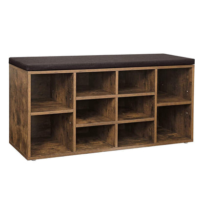 Nancy's Edison Schoenenbank - Schoenenrek - 10 Paar Schoenen - Schoenenkast - Vintage Bruin - ± 105 x 30 x 50 cm