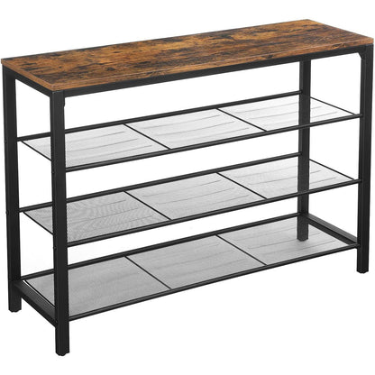 Nancy's Milan Shoe Cabinet - 4 layers - Shoe rack - Shoe bench - Rustic Brown - Industrial - 100 x 30 x 72 cm