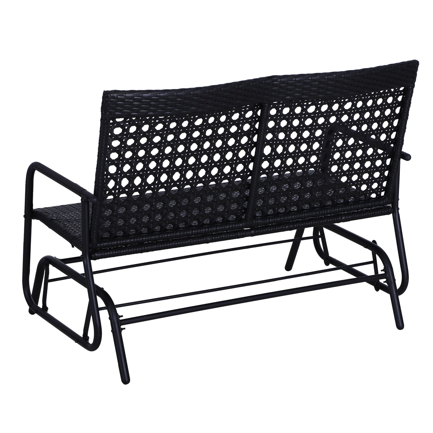 Nancy's Carson Swing Bench - Garden Swing - Garden Bench - Polyrattan - 2-Seater - Black - 120 x 76 x 90 cm