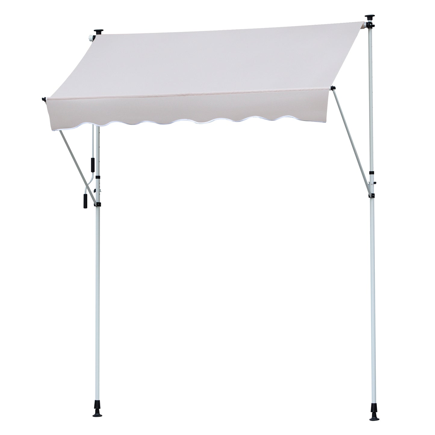 Nancy's Bennington Luifel - Aluminium/IJzer/Polyester - Zonwering - Handslinger - Roomwit - 200 x 120 cm