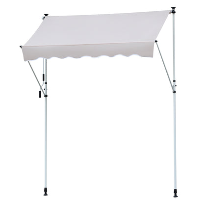 Nancy's Bennington Luifel - Aluminium/IJzer/Polyester - Zonwering - Handslinger - Roomwit - 200 x 120 cm