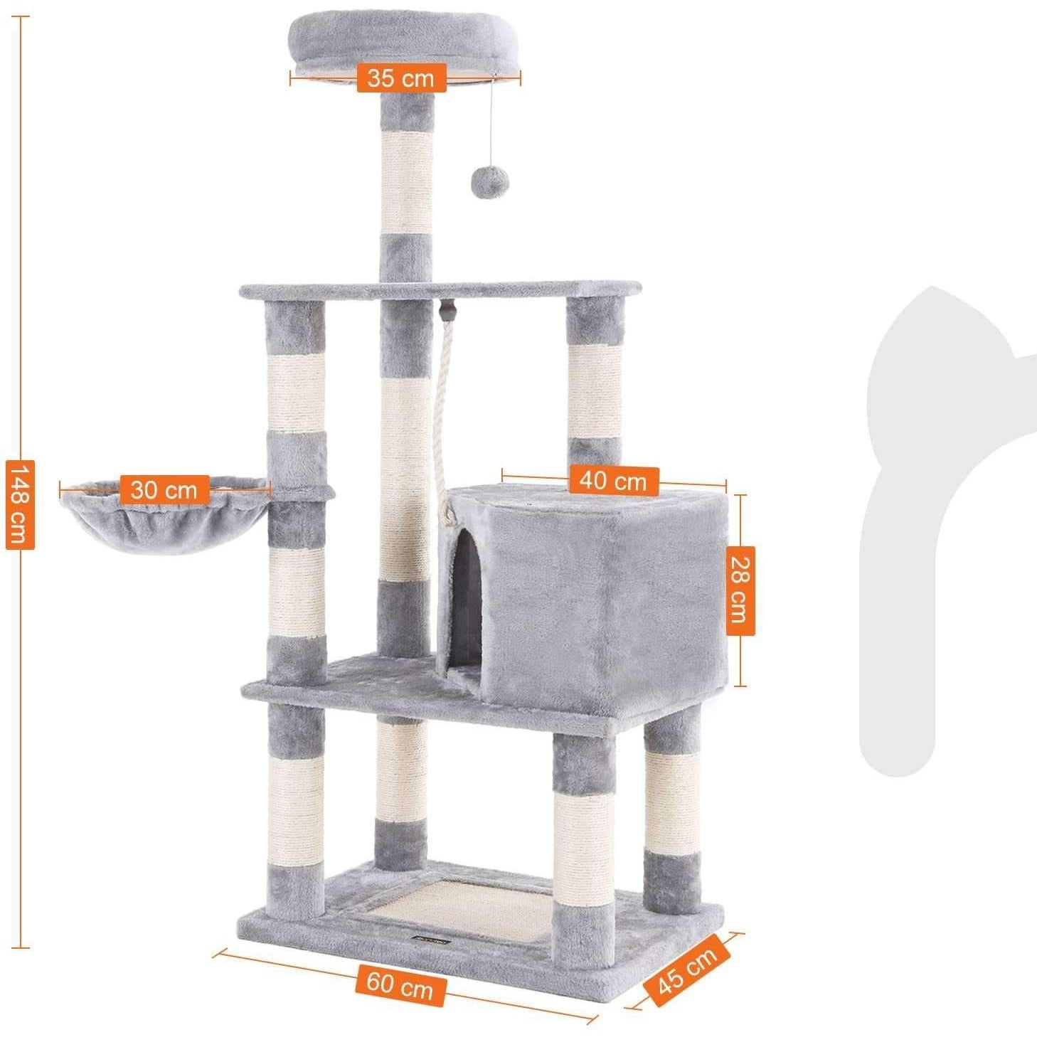 Nancy's Krabpaal - Speelhuis Voor Katten - Klimboom 148CM - Krabpalen