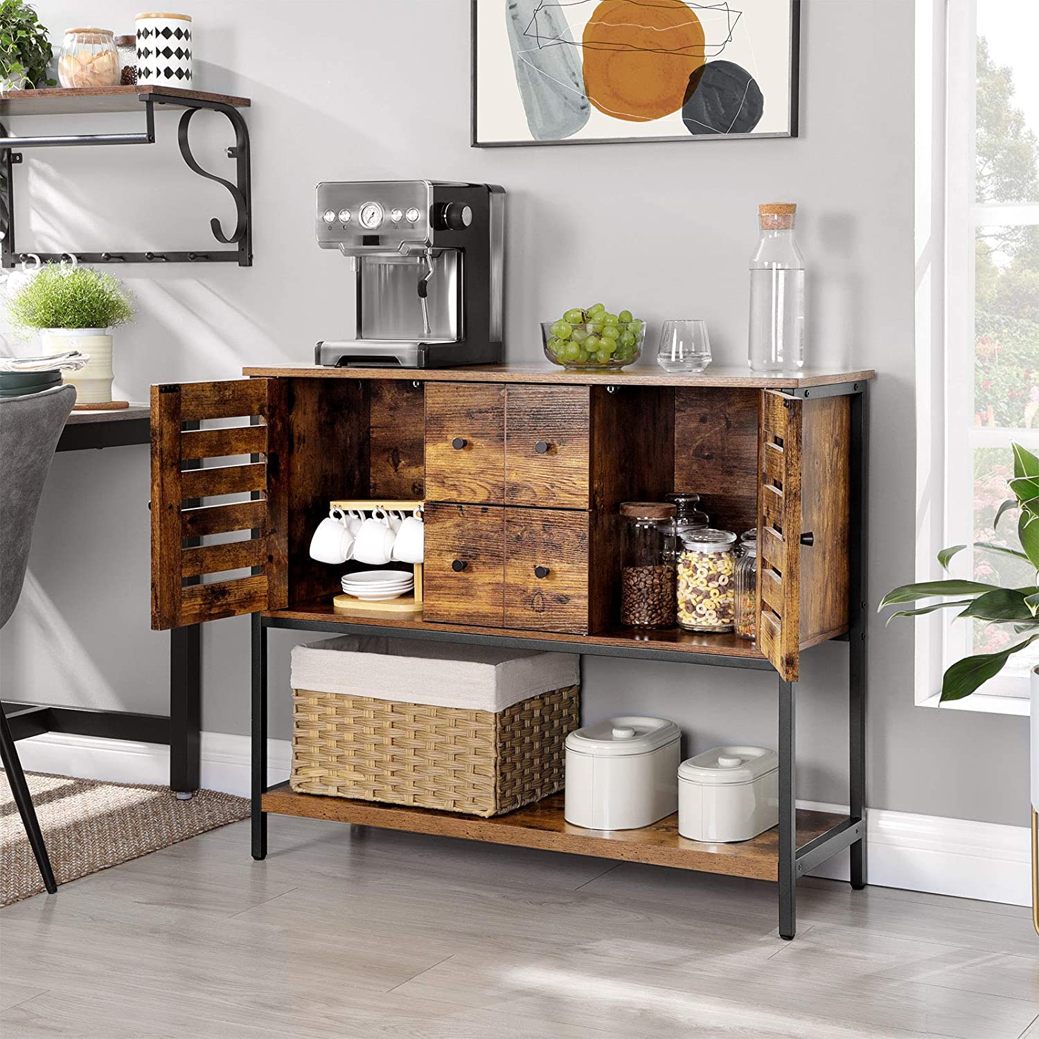 Nancy's Tilburry Storage Cabinet - Chest of Drawers - Industrial Cabinet - Dresser - Cabinet with 6 Drawers - 100 x 35 x 84.5 cm (L x W x H)
