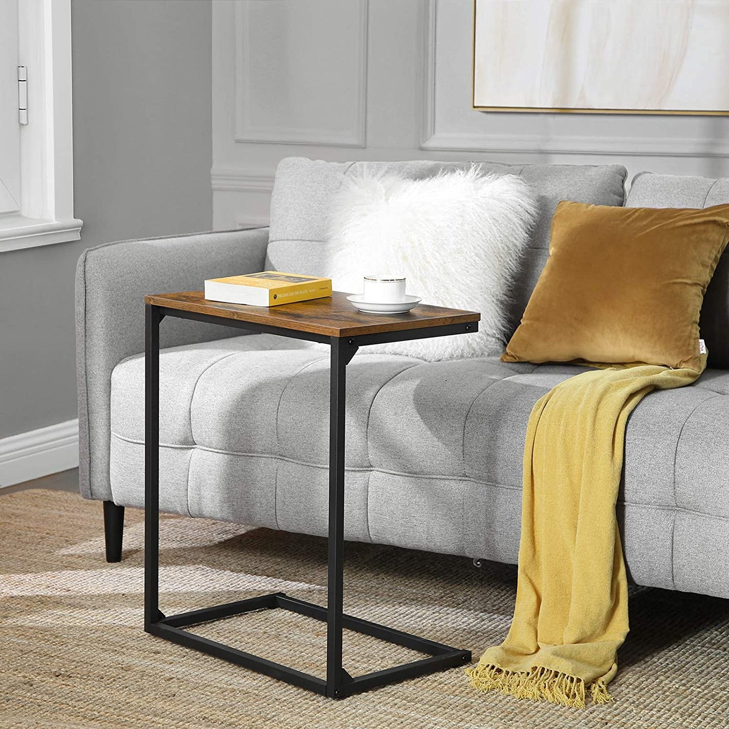 Nancy's Silicon 2 Side Table - Side Tables - Industrial - Vintage Brown and Black - 55 x 35 x 66 cm