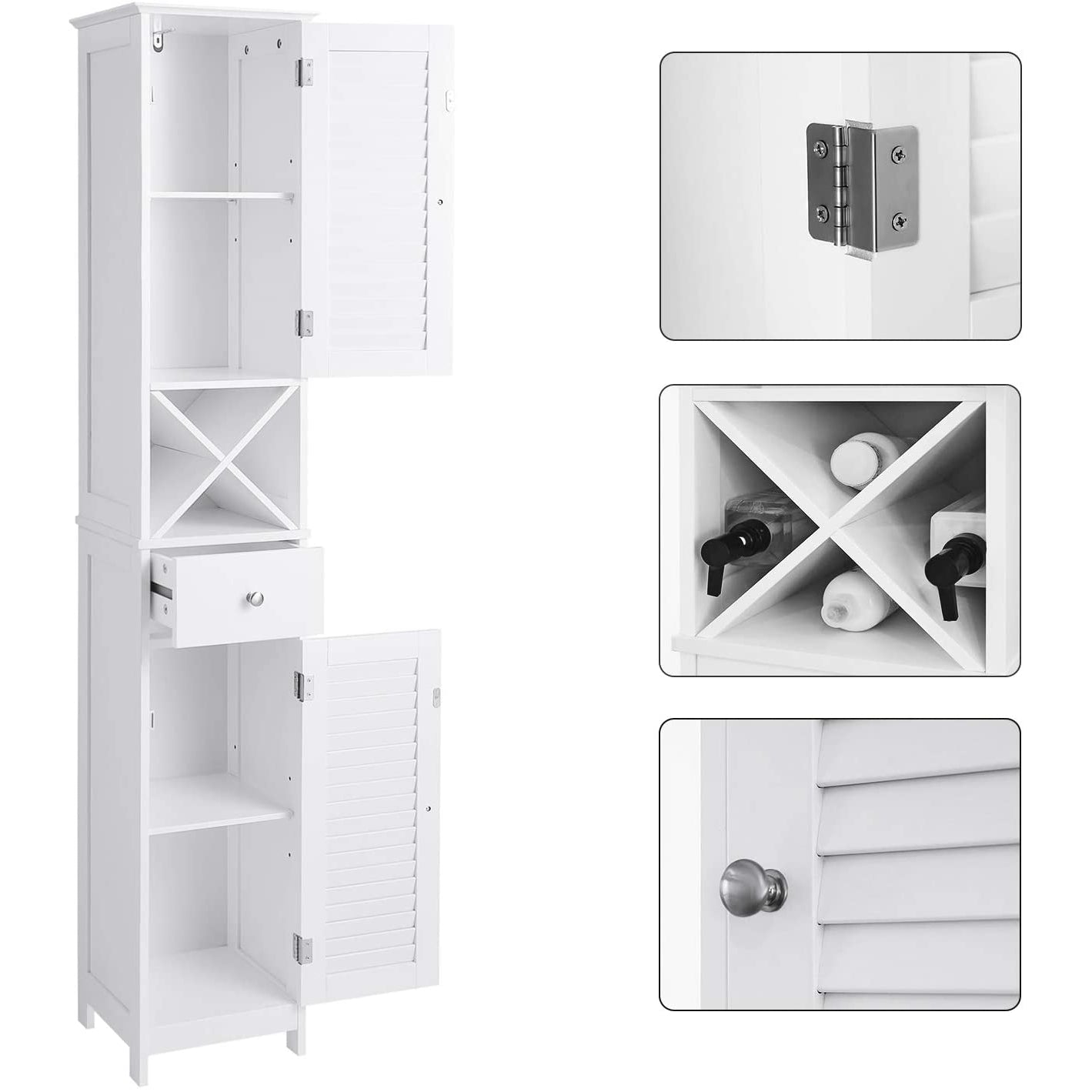 Nancy's Marra Bathroom Cabinet - 170 CM - Cabinet - Bathroom Furniture - Bathroom Furniture - White - 32 x 30 x 170 cm, (W x H x D)