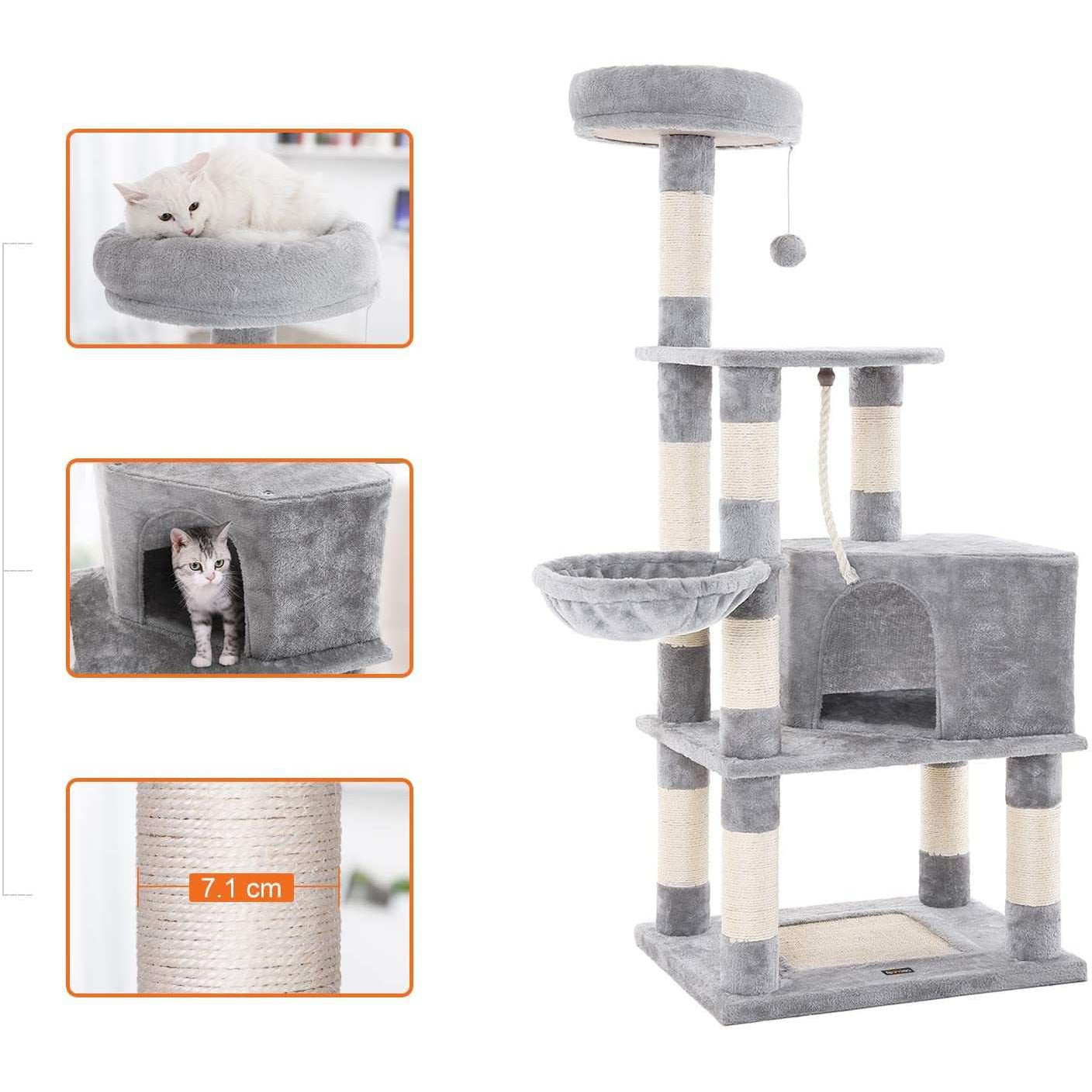 Nancy's Krabpaal - Speelhuis Voor Katten - Klimboom 148CM - Krabpalen