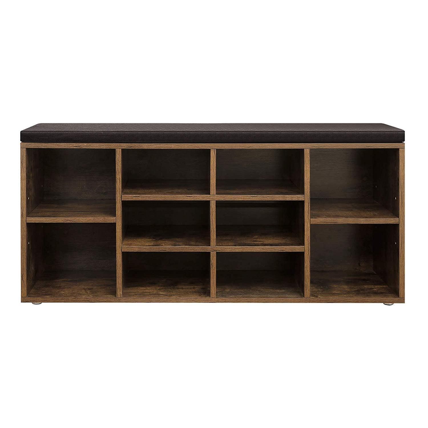 Nancy's Edison Schoenenbank - Schoenenrek - 10 Paar Schoenen - Schoenenkast - Vintage Bruin - ± 105 x 30 x 50 cm